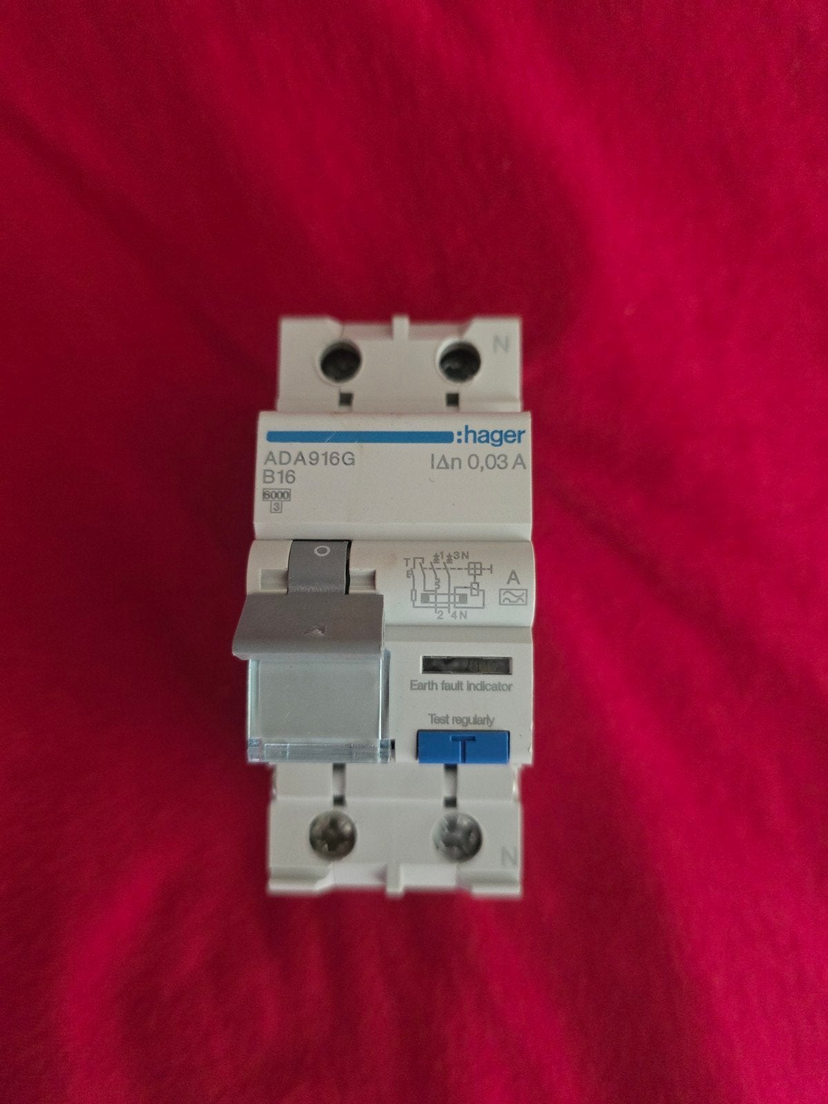 Hager B16 30mA Aardlekautomaat ADA916G Type A, Ophalen of Verzenden, Nieuw, Hager, Aardlekautomaat