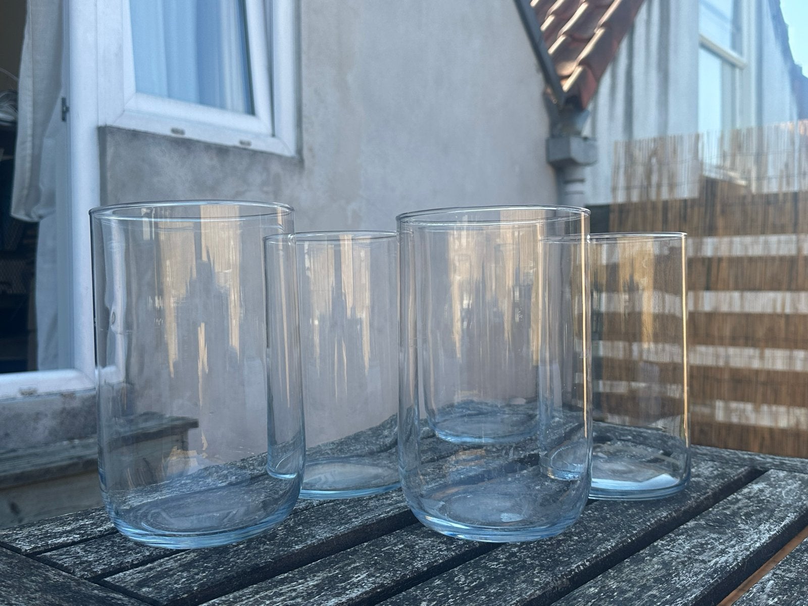 Cilindervazen / Kaarsglazen - 5 stuks (2 soorten), Ophalen, Gebruikt, Transparant, Glas