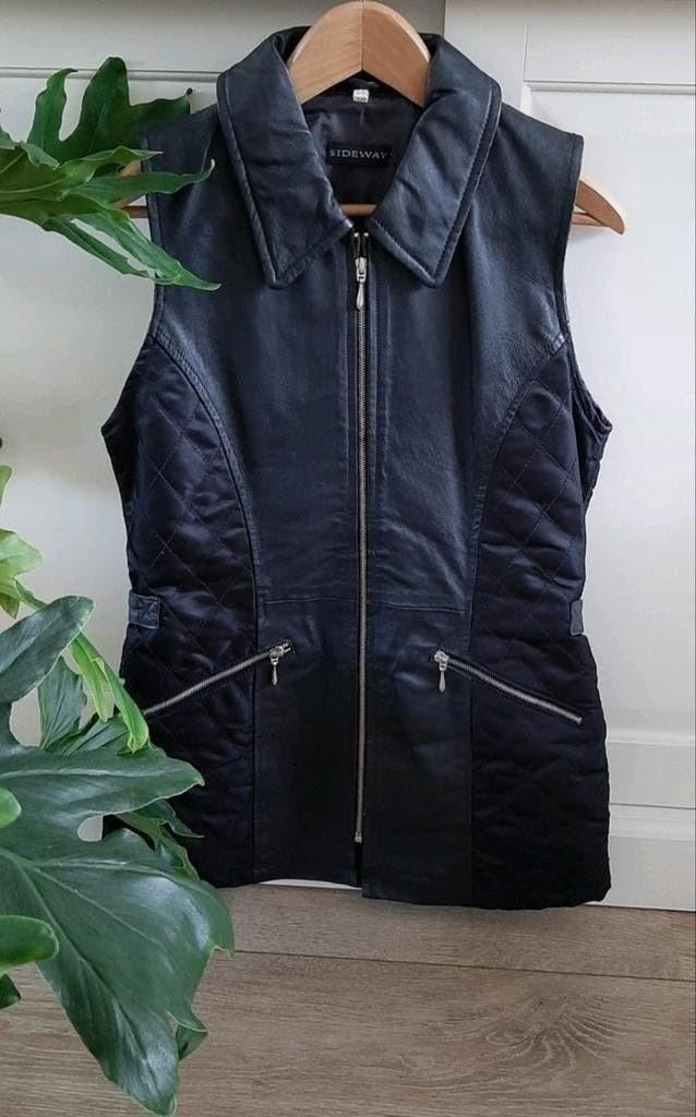 Gilet zwart leer 36 Sideway damesgilet damesjasje Als nieuw, Sideway, Zwart, Ophalen of Verzenden, Zo goed als nieuw