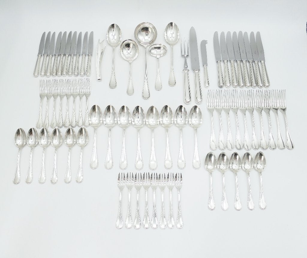 Christofle - Albi - Verzilverde bestekset - 72-delig/8-pers., Antiek en Kunst, Antiek | Bestek, Ophalen of Verzenden