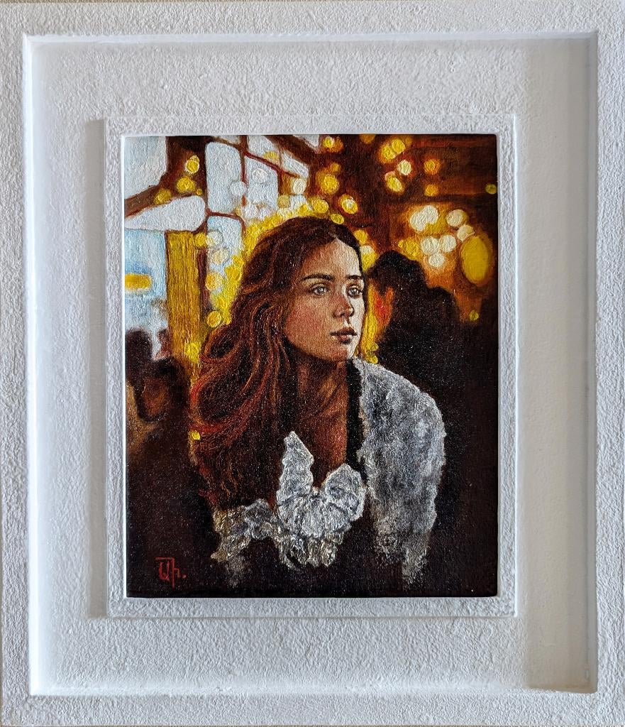 "In het café" Ingelijst schilderij, Verzenden