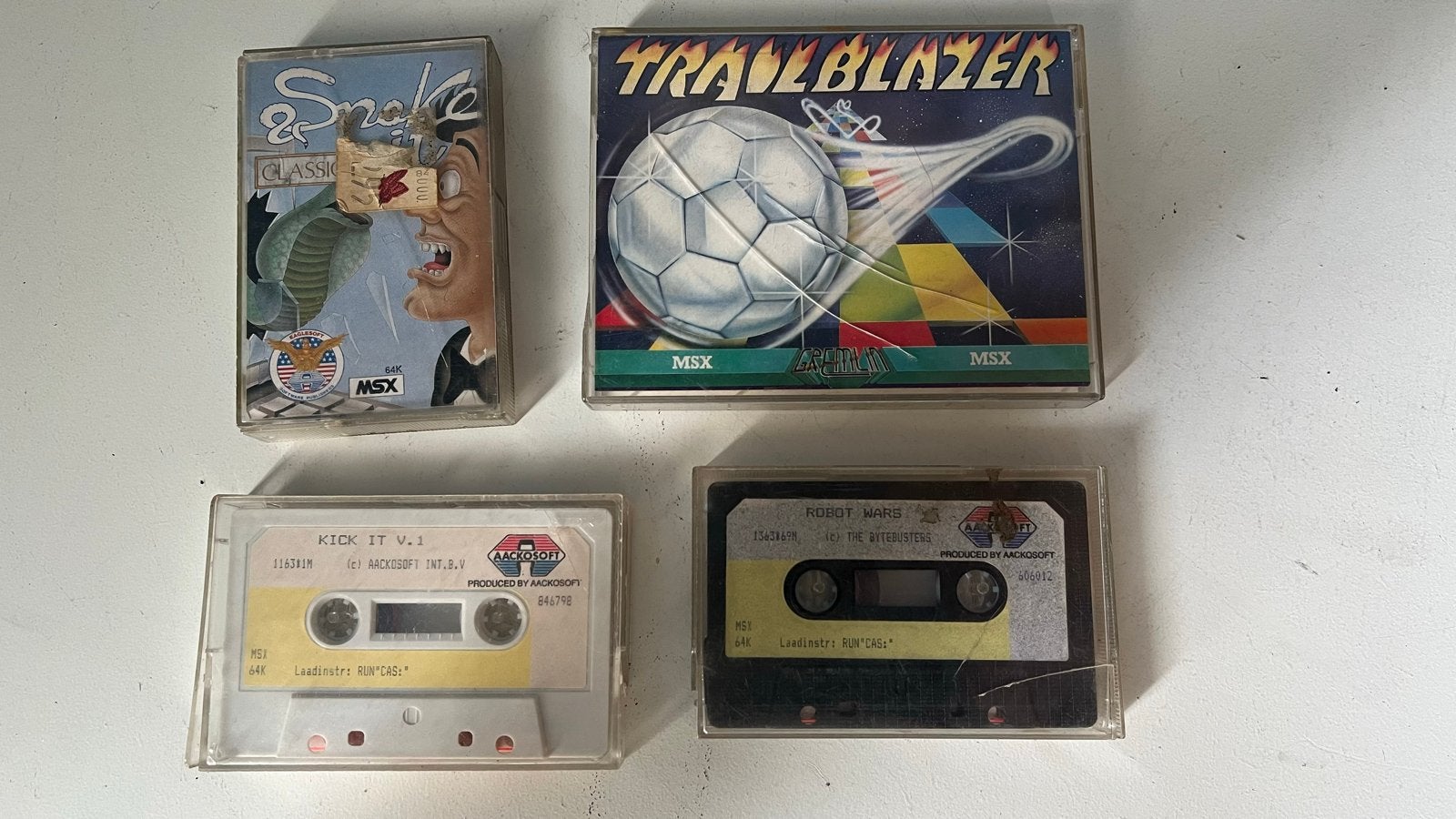 MSX games: Trailblazer, Snake IT, Kick It, Robot Wars, Gebruikt, Overige genres, 1 speler, Ophalen of Verzenden