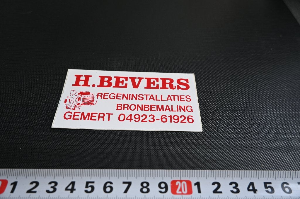 sticker Gemert H. BEVERS regeninstalaties Bronbemaling, Ophalen, Zo goed als nieuw