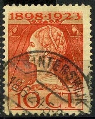 Nederland 1923 nr  124 Kon. Wilhelmina 25 jr. WINTERSWIJK, Postzegels en Munten, Verzenden, Gestempeld, Koningshuis
