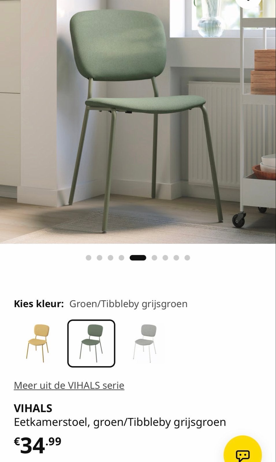 IKEA VIHALLS Eetkamerstoel Groen/Tibbleby Grijsgroen, Twee, Overige kleuren, Nieuw, Ophalen of Verzenden