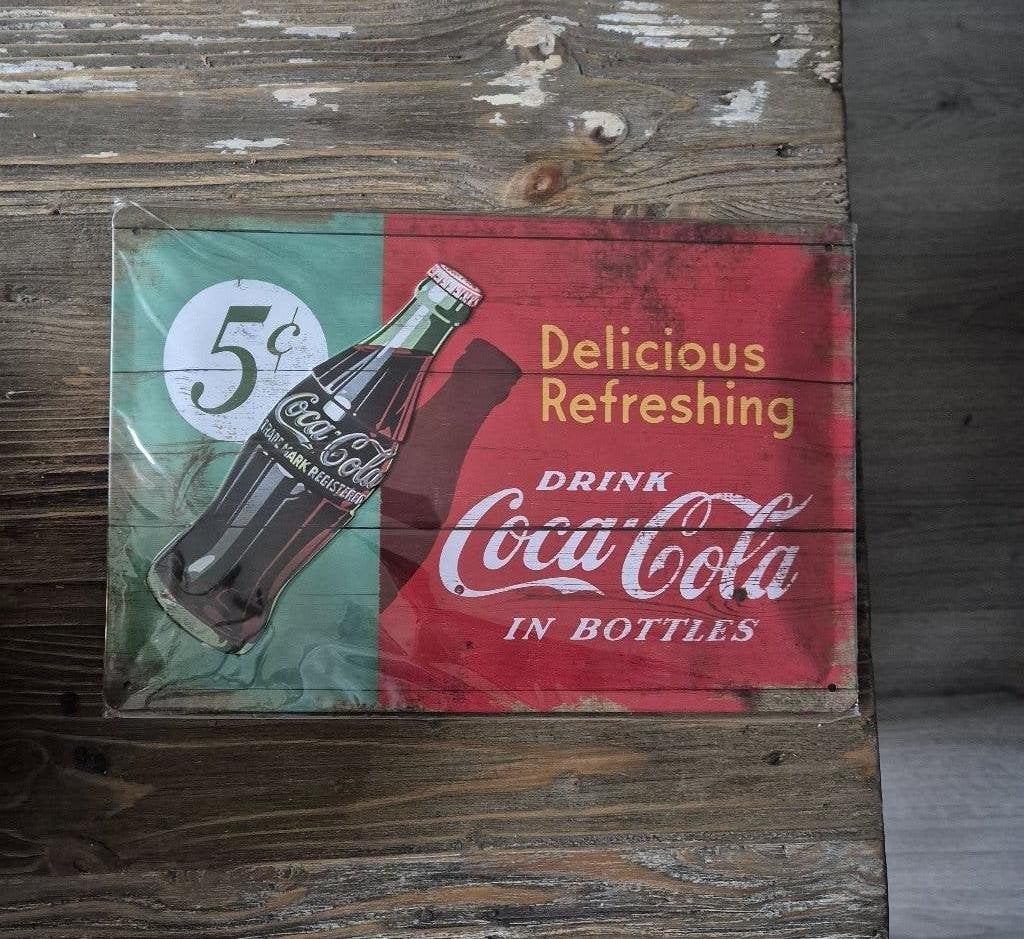 metaal coca cola bord plaat rood zie foto, Ophalen of Verzenden, Nieuw, Reclamebord