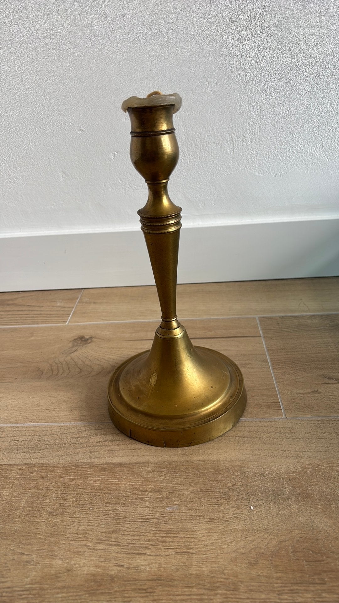 Antieke messing Empire kandelaar, Ophalen, Koper of Brons