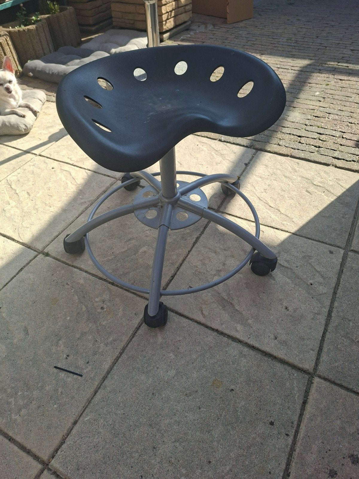 Zwarte werkplaatskruk met wielen - Gebruikt, Ophalen, Gebruikt, Zwart
