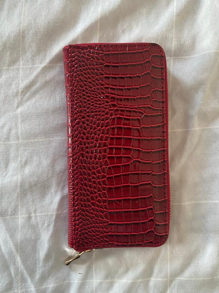 Stijlvolle Rode Portemonnee met Krokodillenprint, Ophalen of Verzenden, Zo goed als nieuw, Rood, Overige merken