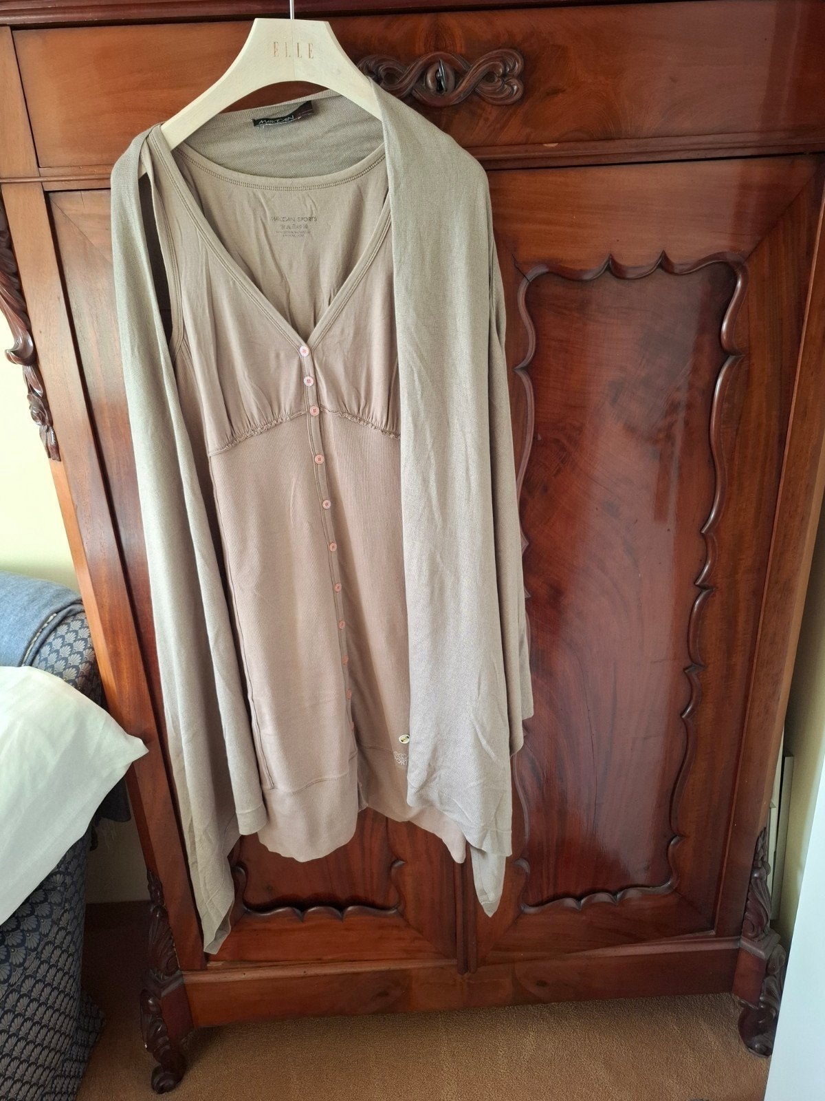 MarcCain Jurk en Vest Set - Maat 38/40 - Heerlijk Draagbaar, Kleding | Dames, Maat 38/40 (M), Beige, Ophalen of Verzenden, Gedragen