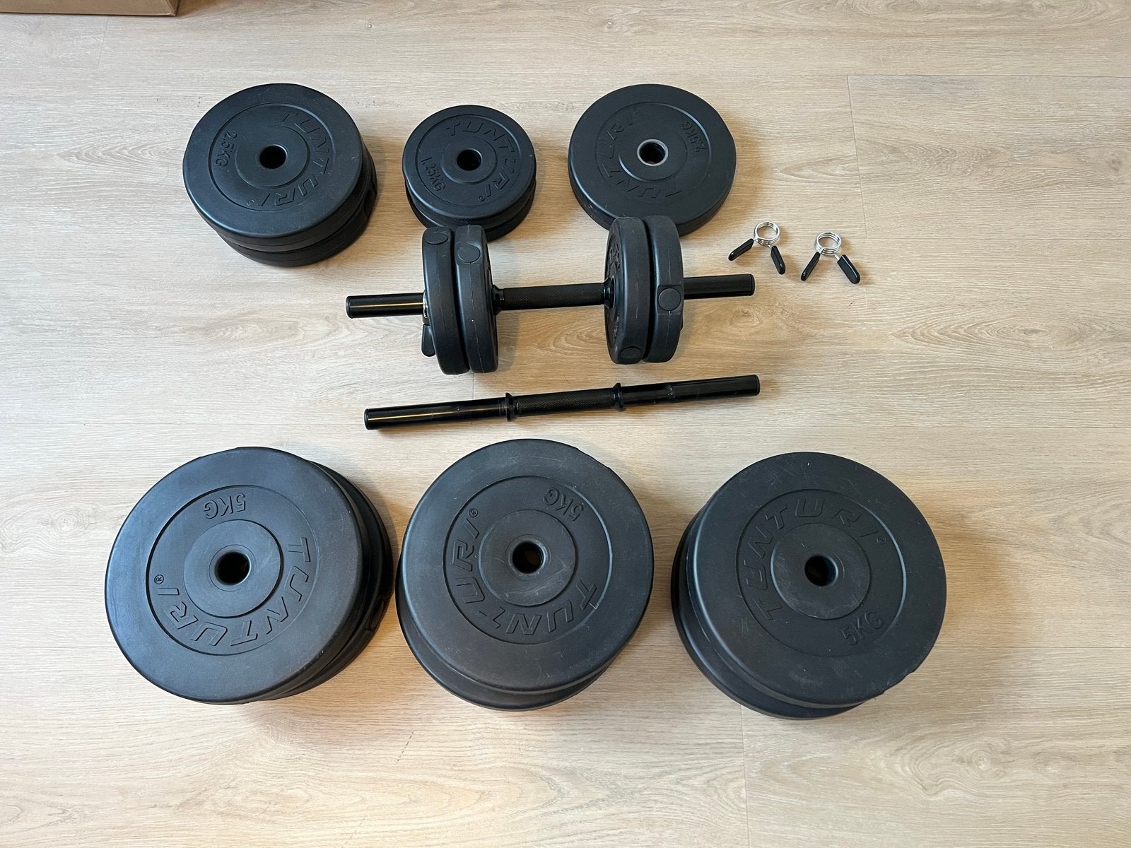 Tunturi Halterset 45 kg - Complete set voor krachttraining, Sport en Fitness, Fitnessmaterialen, Ophalen, Gebruikt, Benen, Halterset