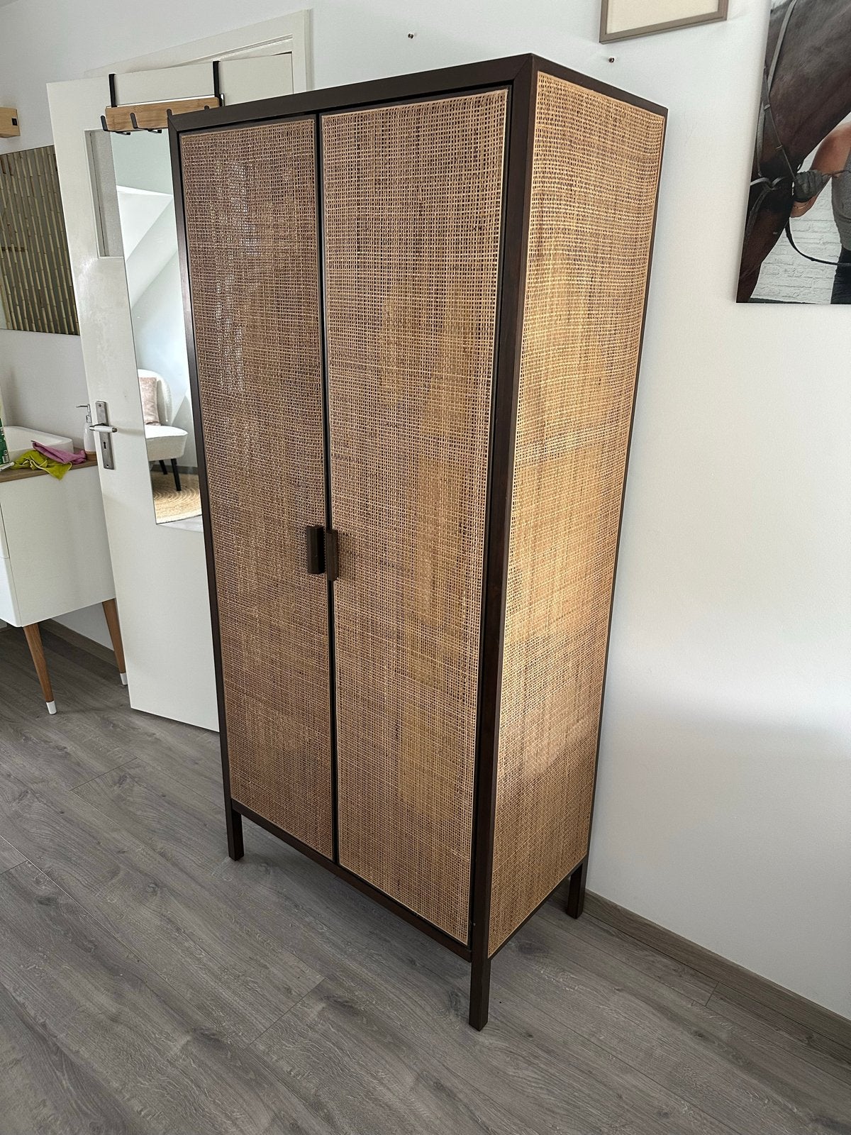 Stijlvolle rotan kledingkast/opbergkast, Huis en Inrichting, Kasten | Kledingkasten, Zo goed als nieuw, 150 tot 200 cm, 25 tot 50 cm