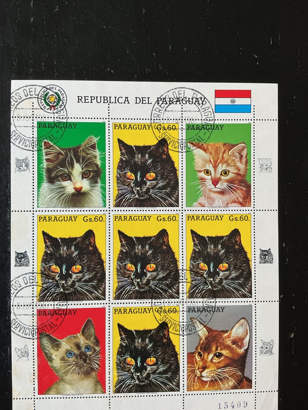 Paraguay postzegelvel katten - Gestempeld, Postzegels en Munten, Postzegels | Thematische zegels, Ophalen of Verzenden, Gestempeld