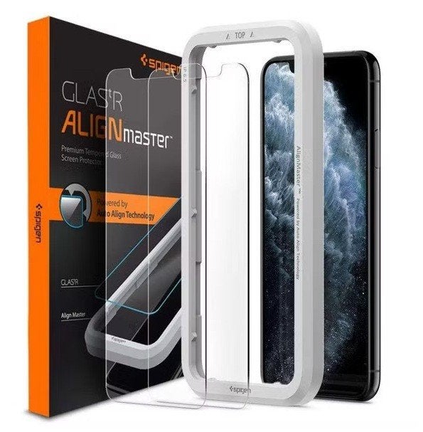Spigen GlastR Alignmaster screenprotector iPhone 11/XR 2pack, IPhone XR, Nieuw, Ophalen of Verzenden, Spigen