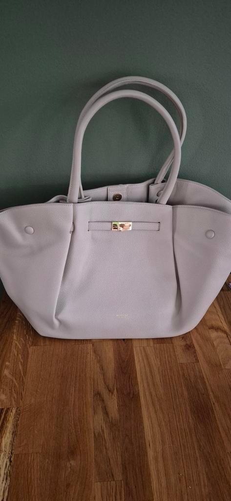 Stijlvolle Shopper Tas - Lichtgrijs met Gouden Details, Ophalen of Verzenden, Zo goed als nieuw, Grijs, Shopper