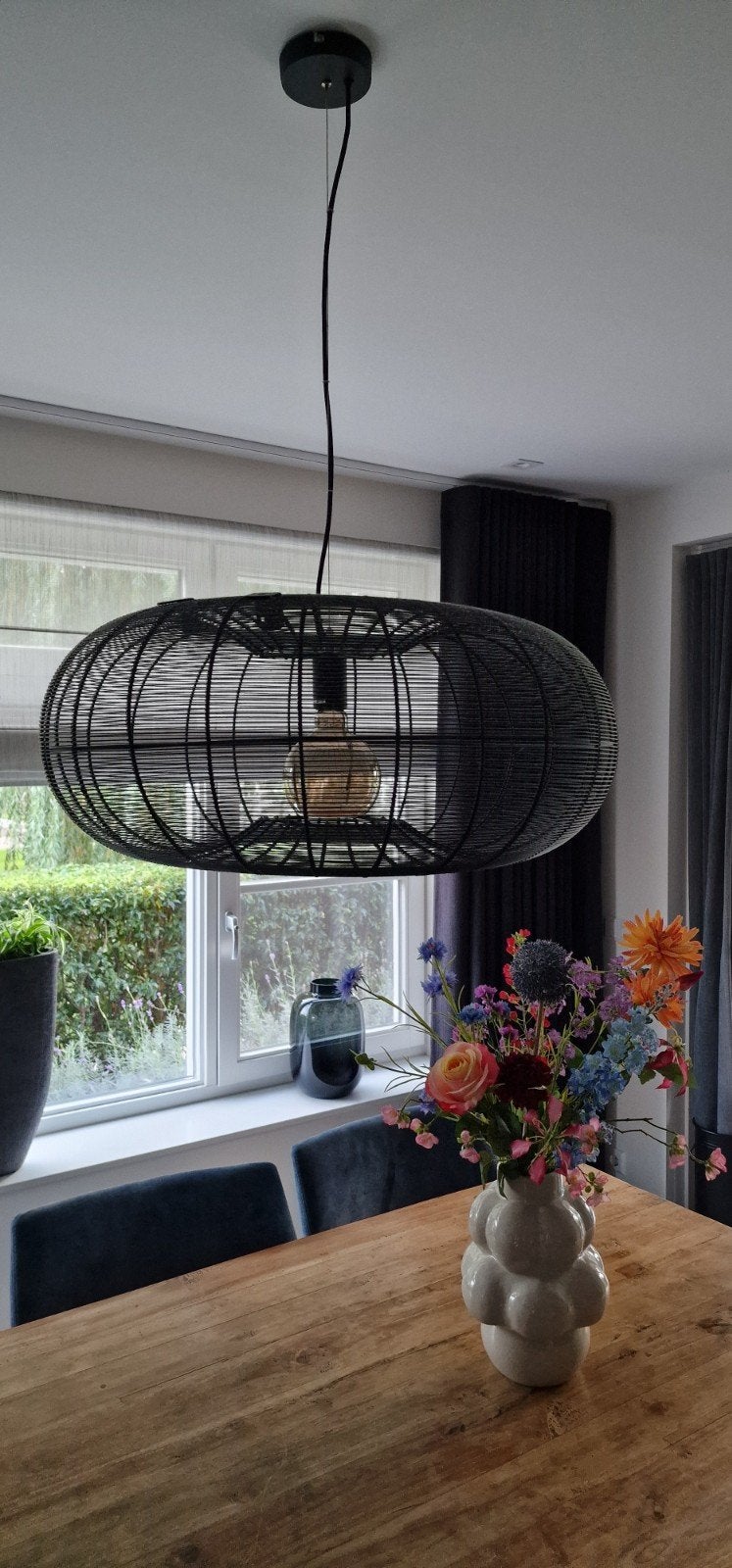 Zwarte ronde design hanglamp, modern, metaal 70 cm doorsnede