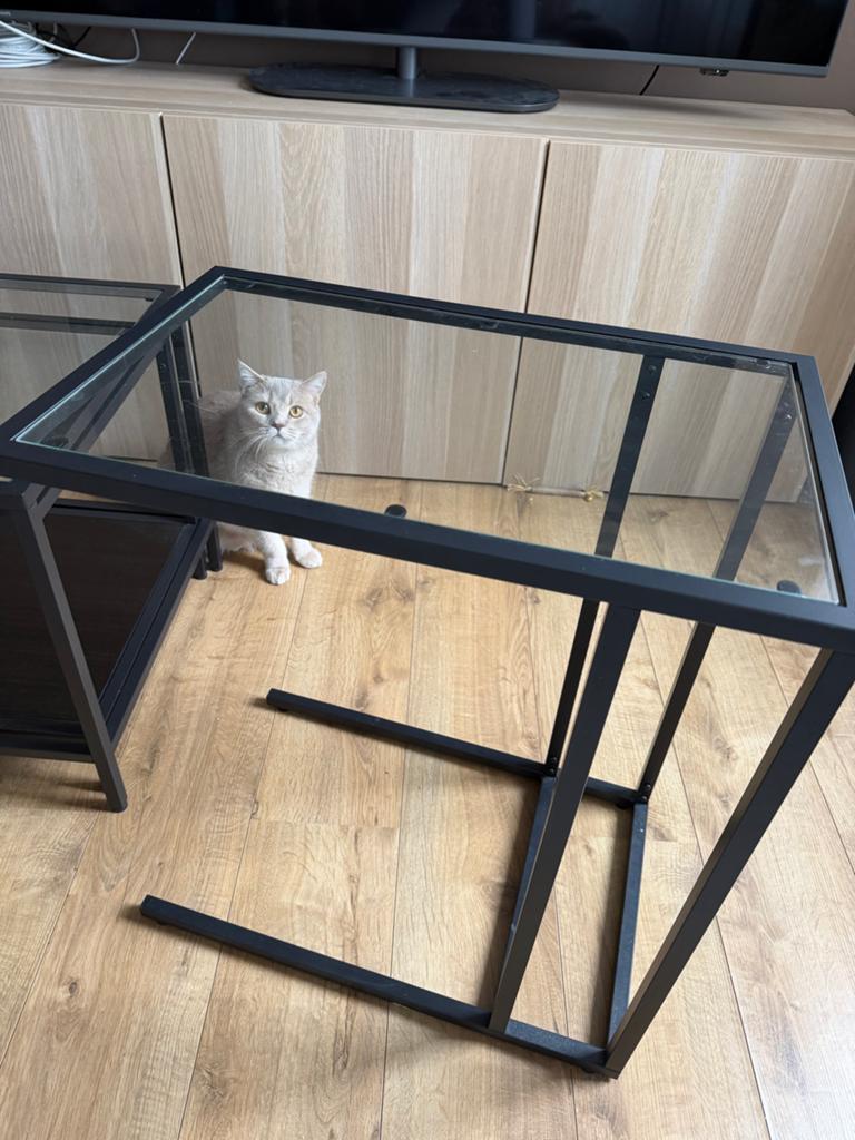 Ikea Vittsjö tafels en laptophouder met glas, Huis en Inrichting, Ophalen, Gebruikt, Glas, 75 cm of meer