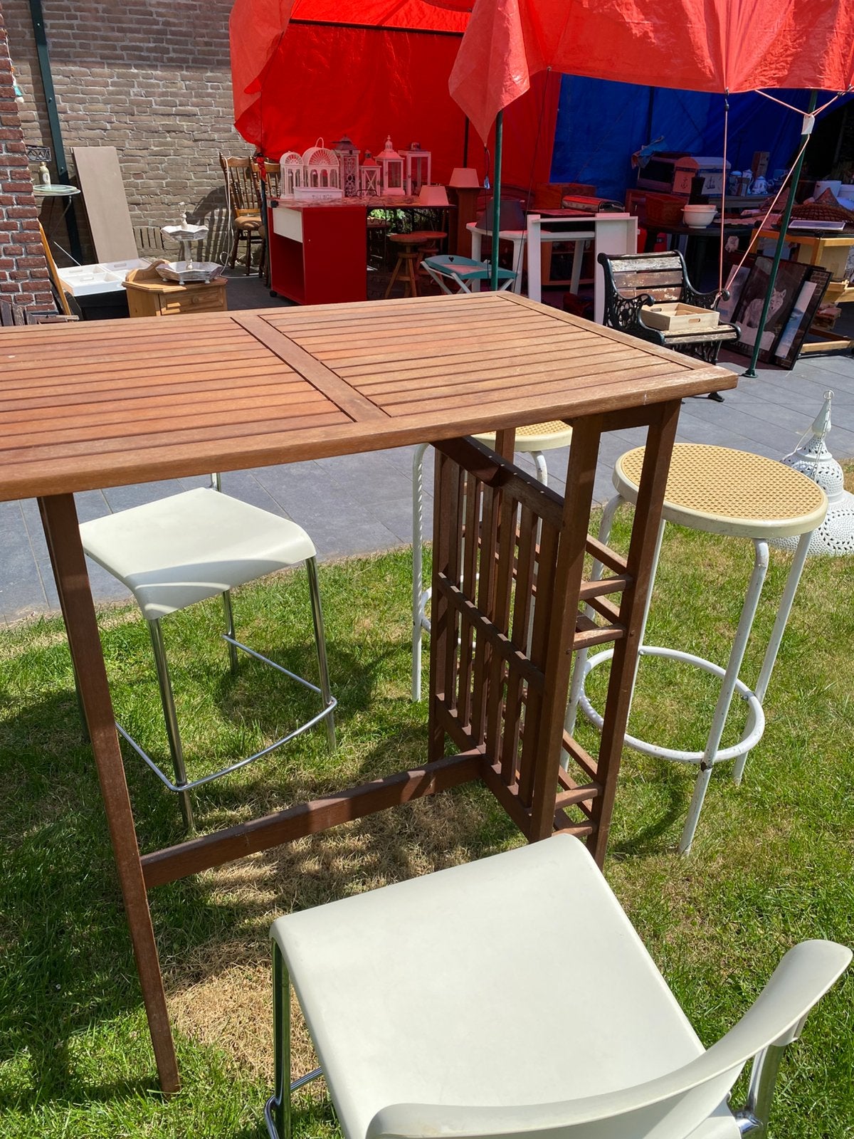 Houten barretje/barmeubek met opbergrek, Huis en Inrichting, Barren, Ophalen, Zo goed als nieuw