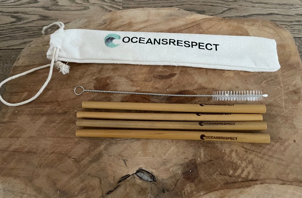 Bamboe rietjes, Ocean Respect – set van 4. Nieuw, Overige typen, Hout, Nieuw, Ophalen of Verzenden