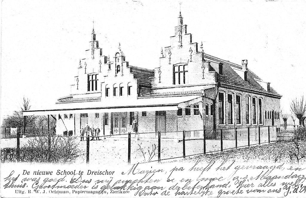 AK Dreischor - De Nieuwe School te Dreischor, Ophalen of Verzenden, Voor 1920, Gelopen, Zeeland