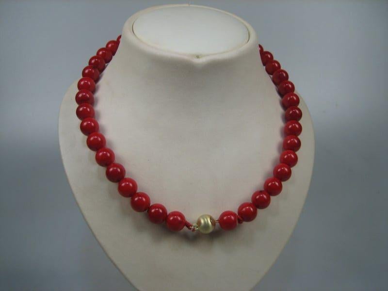 Zee-Koraal ketting met goud op zilveren sluiting, Verzenden, Nieuw, Rood, Zilver