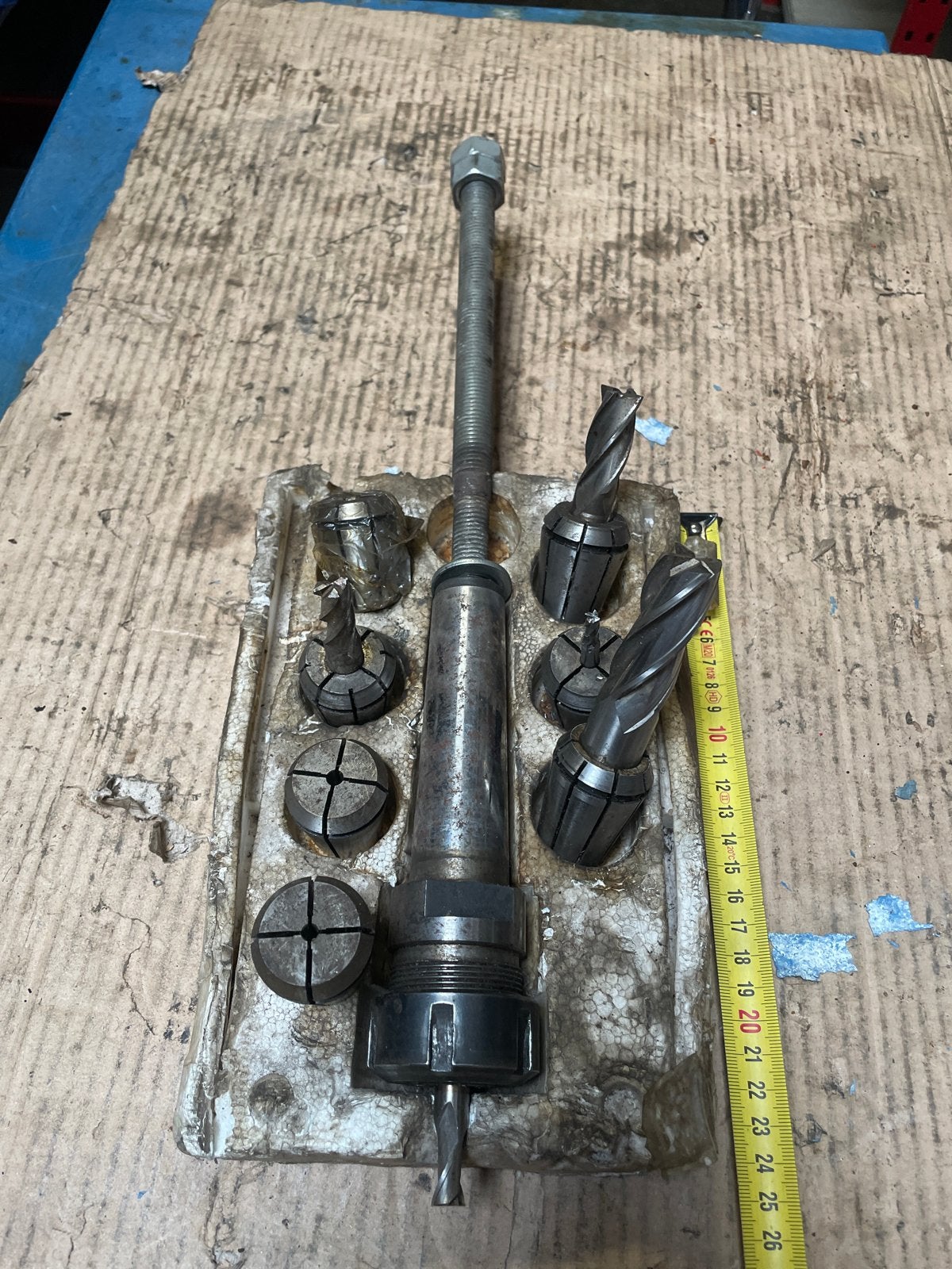 Spantanghouder set met diverse spantangen en boren, Ophalen, Gebruikt