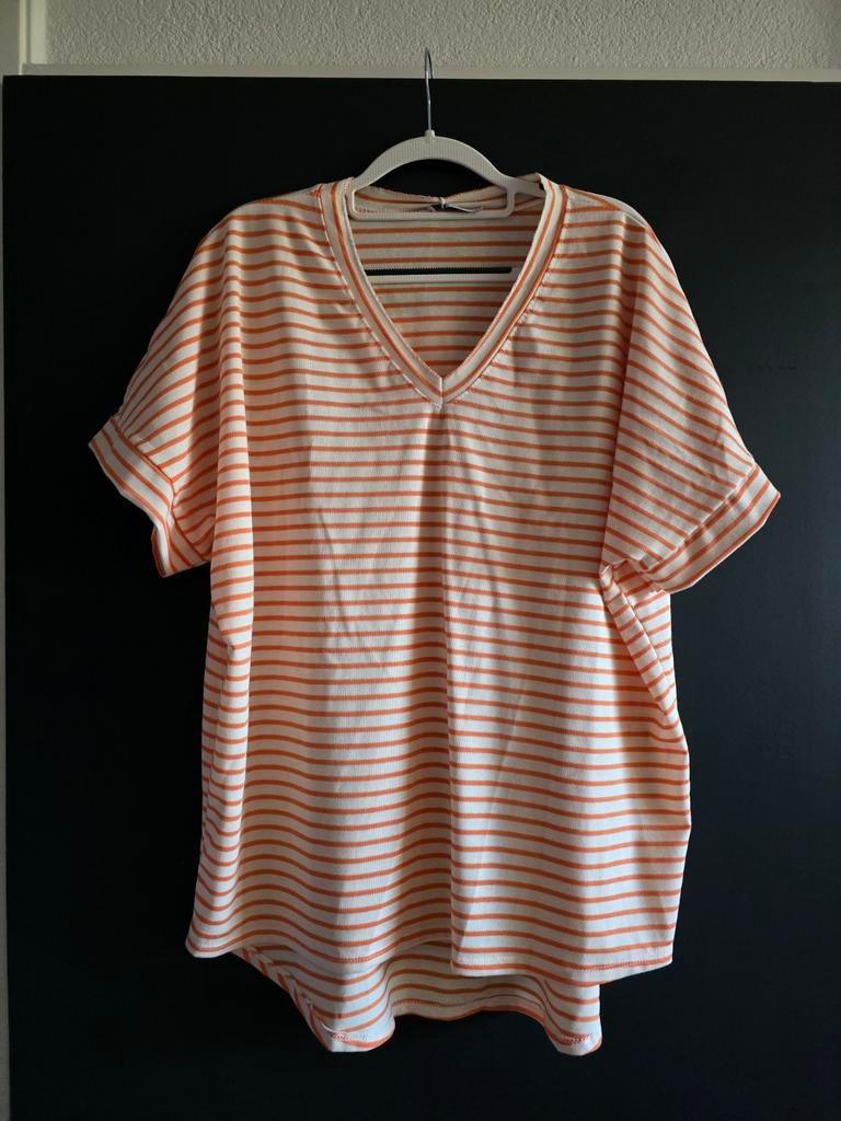 Nieuw shirt streep 40 42 44 46 oranje, Ophalen of Verzenden, Nieuw, Oranje, Korte mouw
