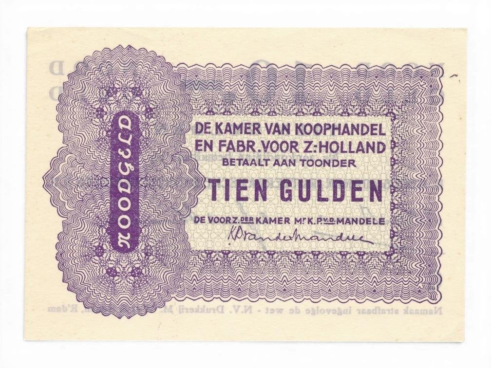 Noodgeld Rotterdam 10 Gulden 1944, Postzegels en Munten, Bankbiljetten | Nederland, Ophalen of Verzenden, 10 gulden, Los biljet
