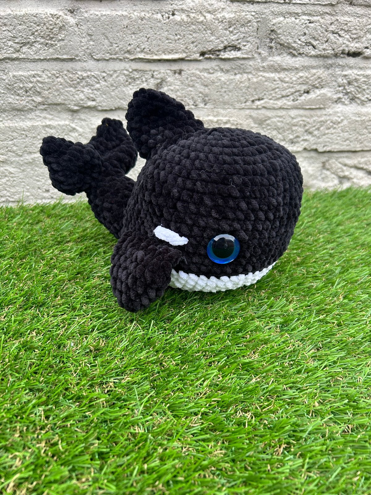 Handgemaakte gehaakte orka knuffel, Overige typen, Nieuw, Zwart, Klein (minder dan 20 cm)