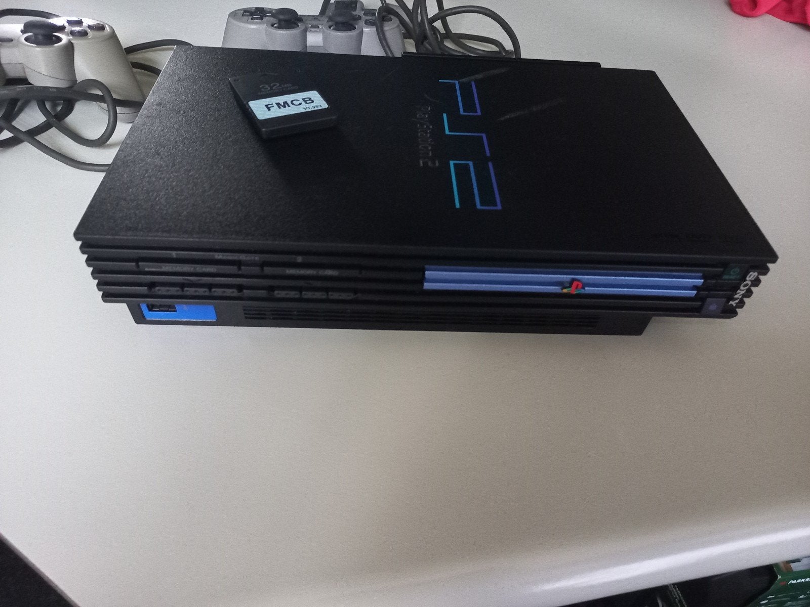 Ps2 met fmcb kaart 2 controllers hdd adapter en games, Met 2 controllers, Ophalen of Verzenden, Gebruikt, Met games