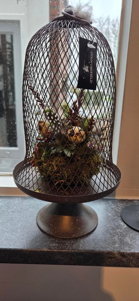 Gaas stolp countryfi met mos, eitjes en veertjes - 35cm hoog, Huis en Inrichting, Woonaccessoires | Stolpen, Ophalen of Verzenden