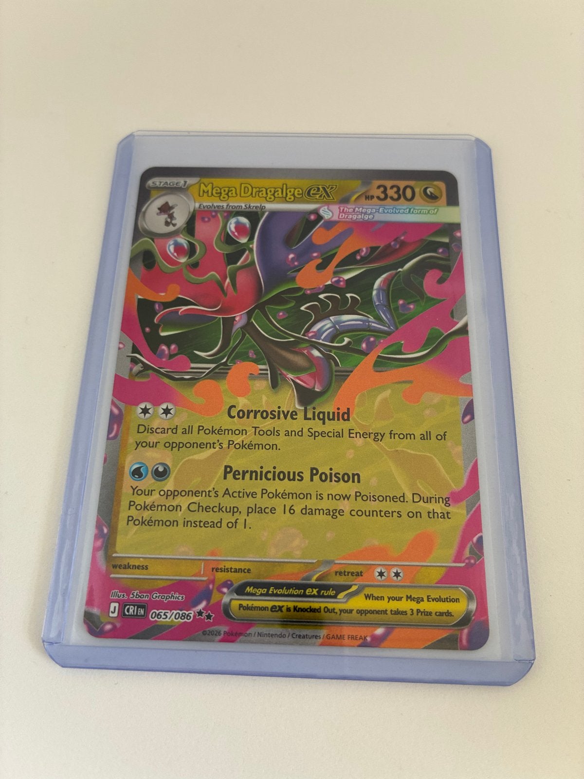 Mega Dragalge EX Pokémon Kaart NM + Sleeve + Loader, Ophalen of Verzenden, Zo goed als nieuw, Losse kaart