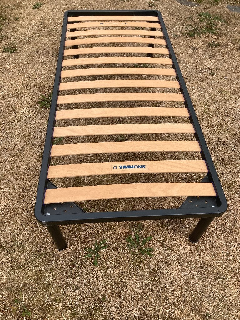 Bed bedframe met lattenbodem met matras, Ophalen, Eenpersoons, Zwart, 190 cm of minder