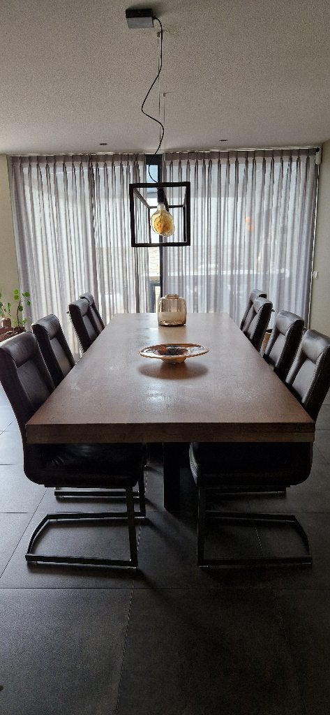Massief eiken tafel, Ophalen, 100 tot 150 cm, Eikenhout, 200 cm of meer