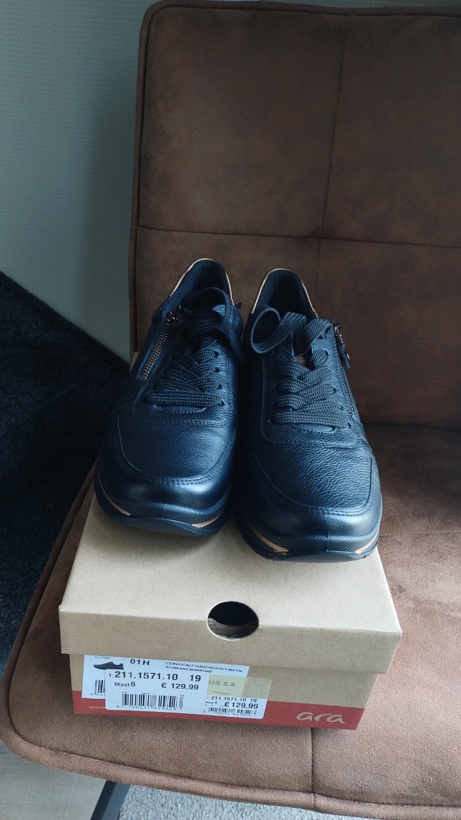 Nieuwe Ara Bamboo sneakers - Zwart met goud accent, Zwart, Nieuw, Ophalen of Verzenden, Sneakers of Gympen