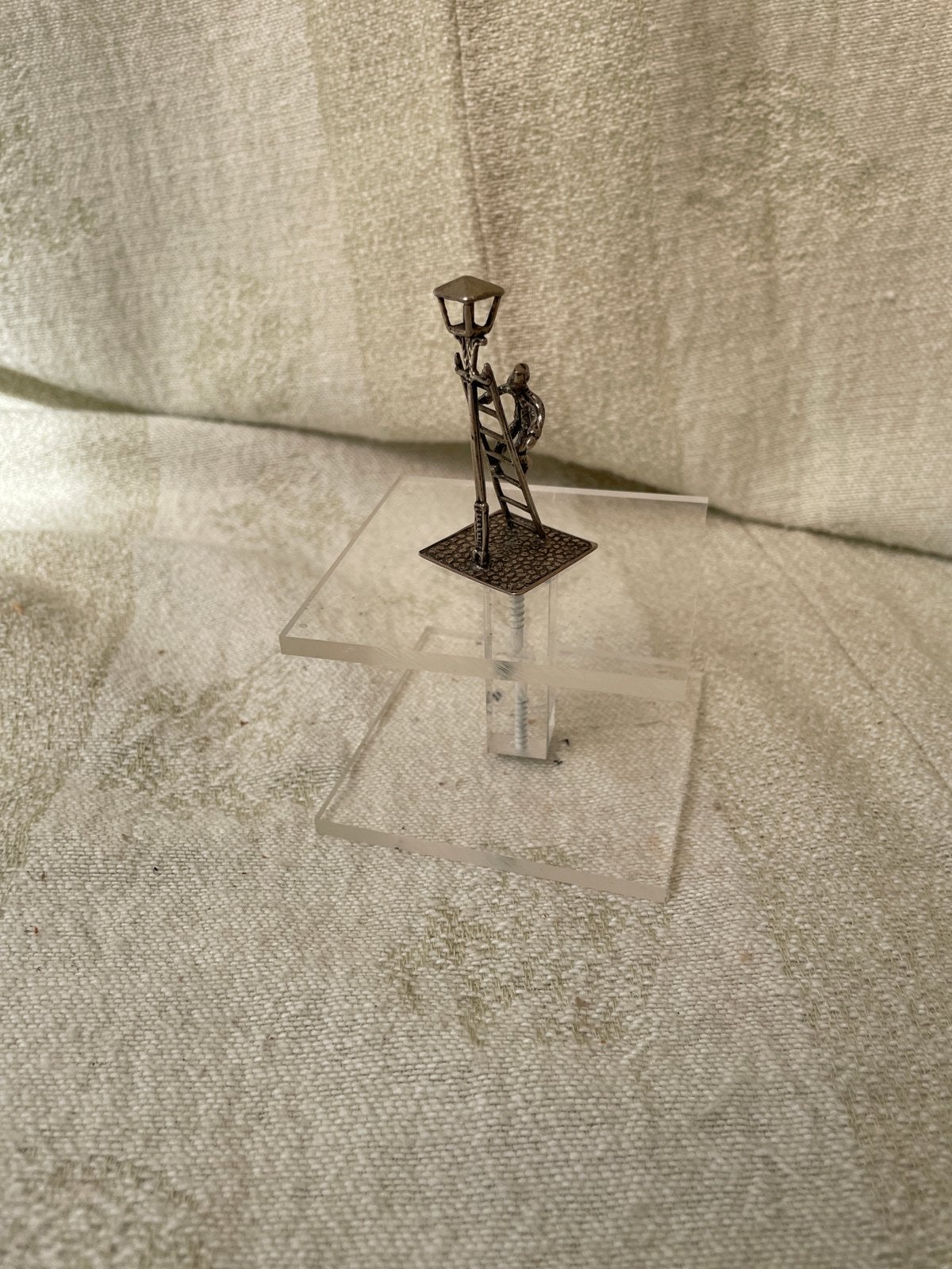 Zilveren miniatuur lantaarnopsteker - C.A. Stout 1979, Ophalen of Verzenden, Zilver