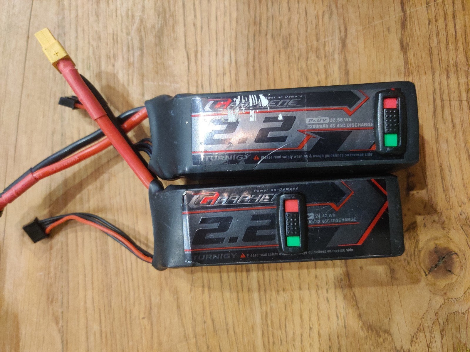 2x Turnigy Graphene 2.2Ah 4S LiPo accu's, Ophalen of Verzenden, Gebruikt, Elektro, Onderdeel