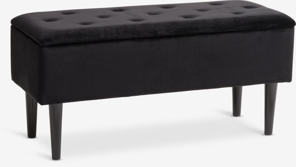 JYSK Opbergbankje - Zwart fluweel, Ophalen, Minder dan 50 cm, 75 tot 100 cm, Zo goed als nieuw
