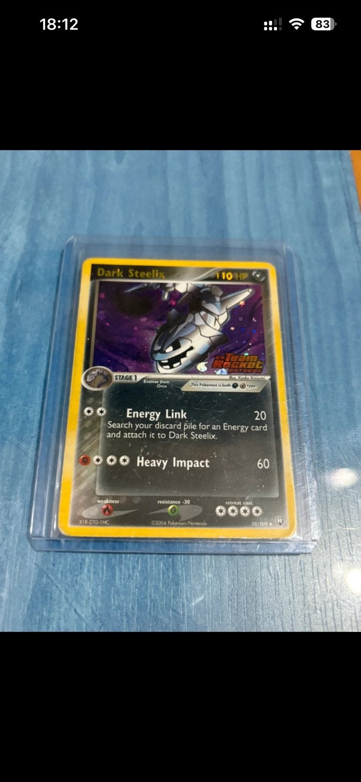 Dark Steelix 10/109 Holo – EX Team Rocket Returns 2004, Ophalen of Verzenden, Zo goed als nieuw