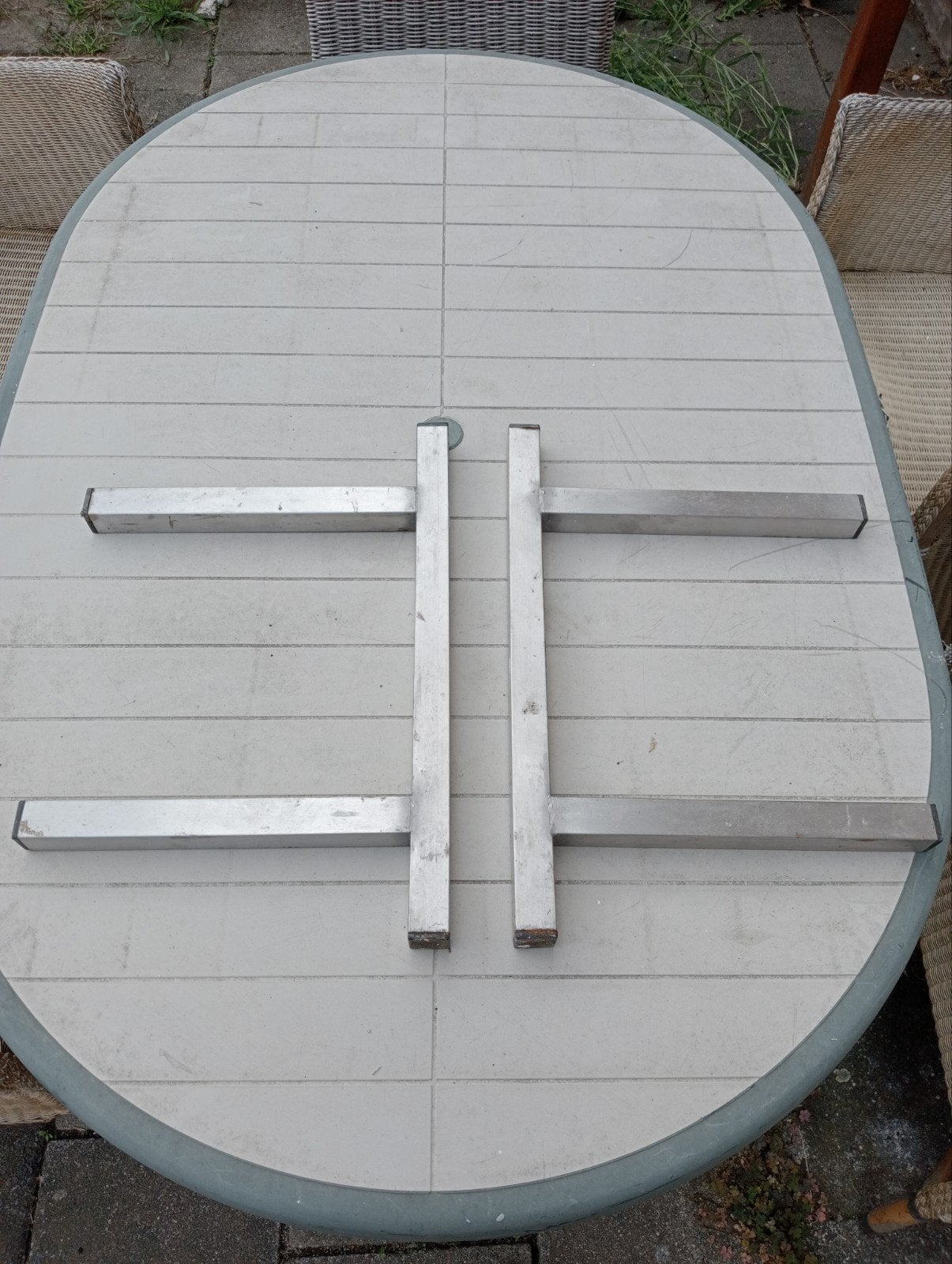 Rvs ophang beugels (2 stuks), Tafelpoot, Minder dan 50 cm, Gebruikt, Onbekend