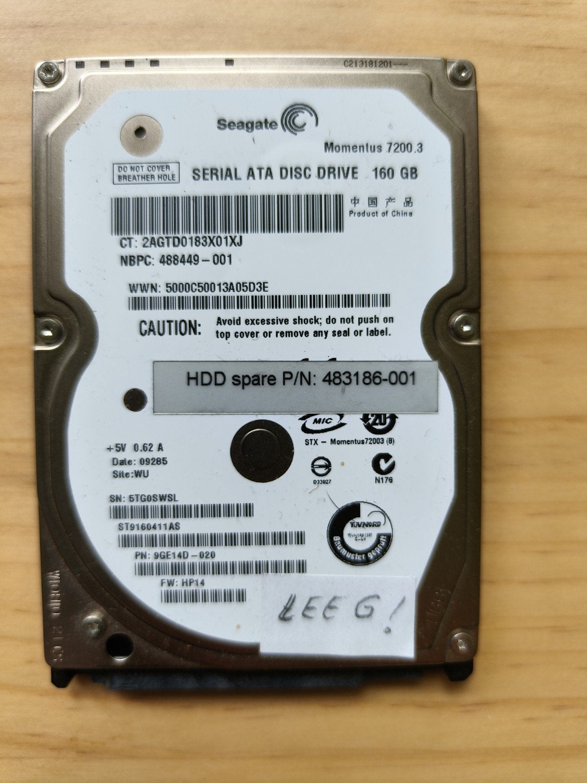 Seagate Momentus 7200.3 160GB SATA HDD, Intern, Gebruikt, Ophalen of Verzenden, Seagate