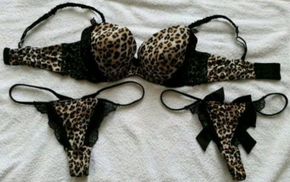 luxe lingerie setje bruin bh 75c string met strik maat 36, H&M, Verzenden, Meerkleurig, Setje