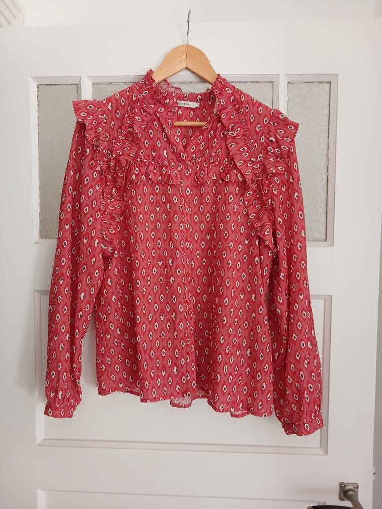 Sissy Boy blouse M ruches boho patroon, Ophalen of Verzenden, Zo goed als nieuw, Maat 38/40 (M), Rood