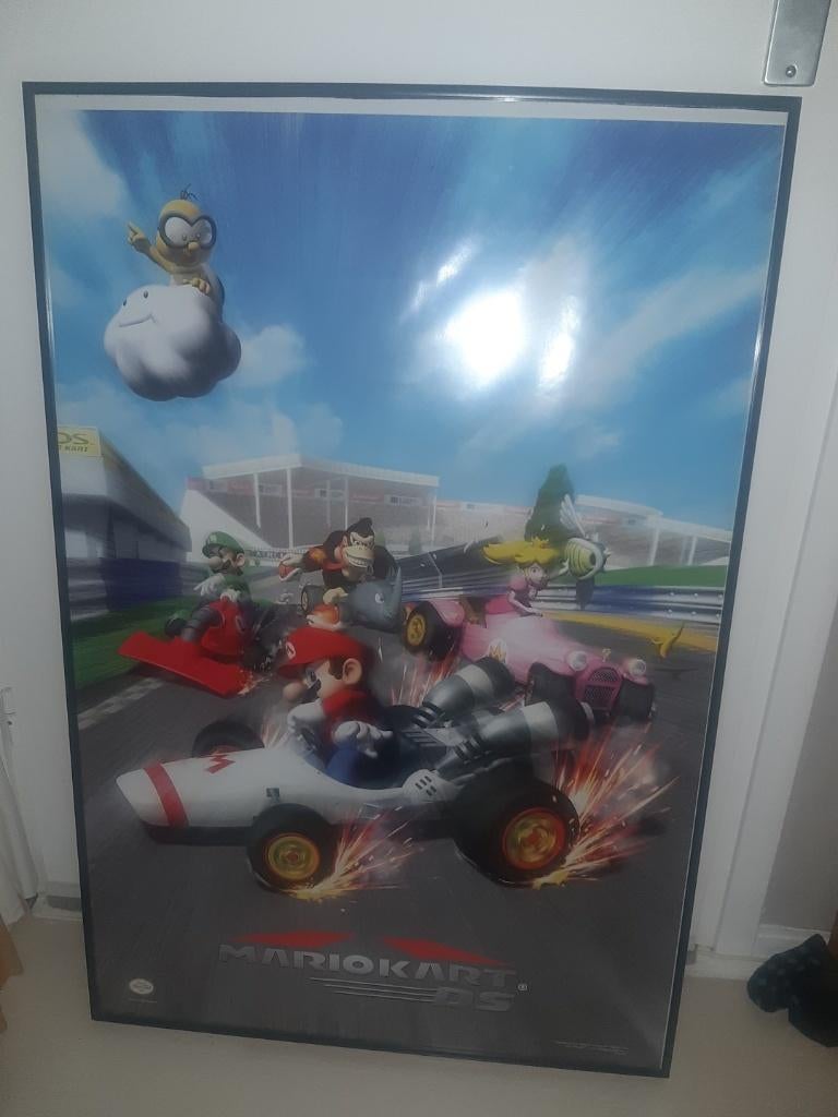 Mariokart DS ingelijste poster, Ophalen, Zo goed als nieuw, Foto of Poster, 75 cm of meer