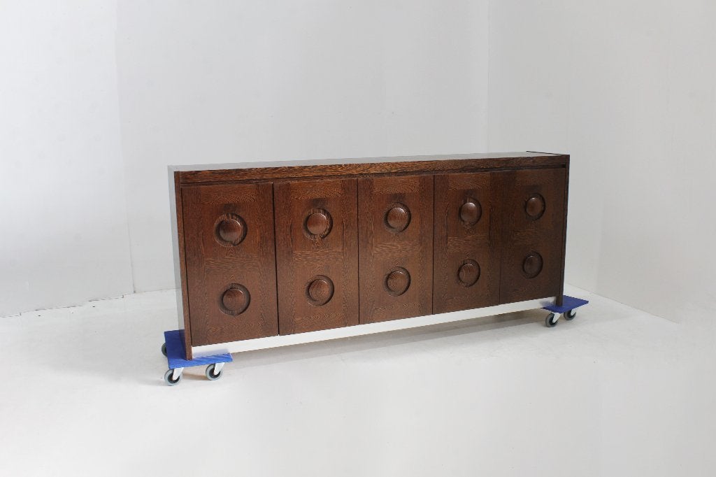 Vintage Brutalist Sideboard 1970s, Huis en Inrichting, Kasten | Dressoirs, Ophalen of Verzenden, 200 cm of meer, 25 tot 50 cm