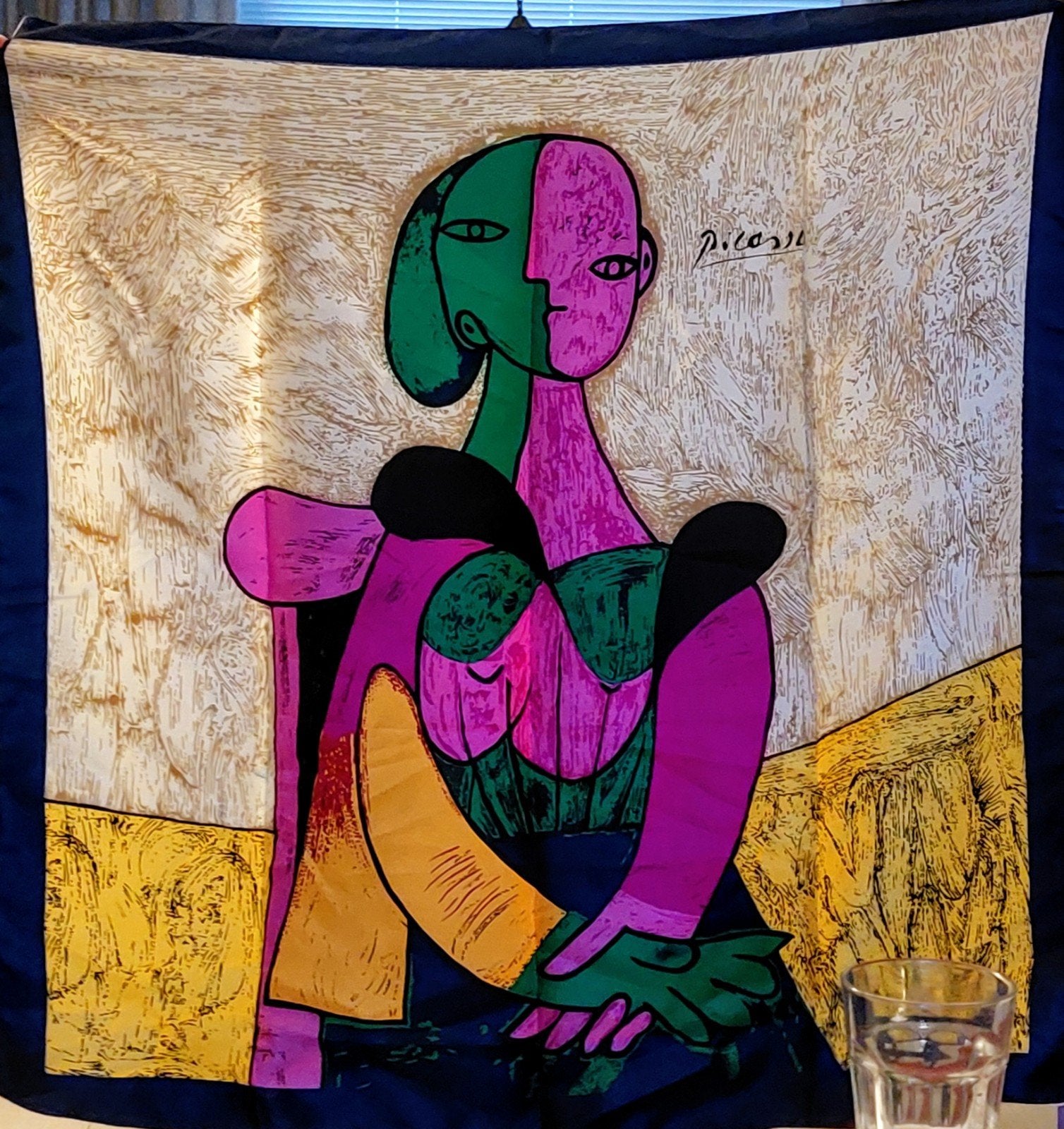 Kleurrijk Picasso-stijl doek met signatuur, Antiek en Kunst, Ophalen of Verzenden