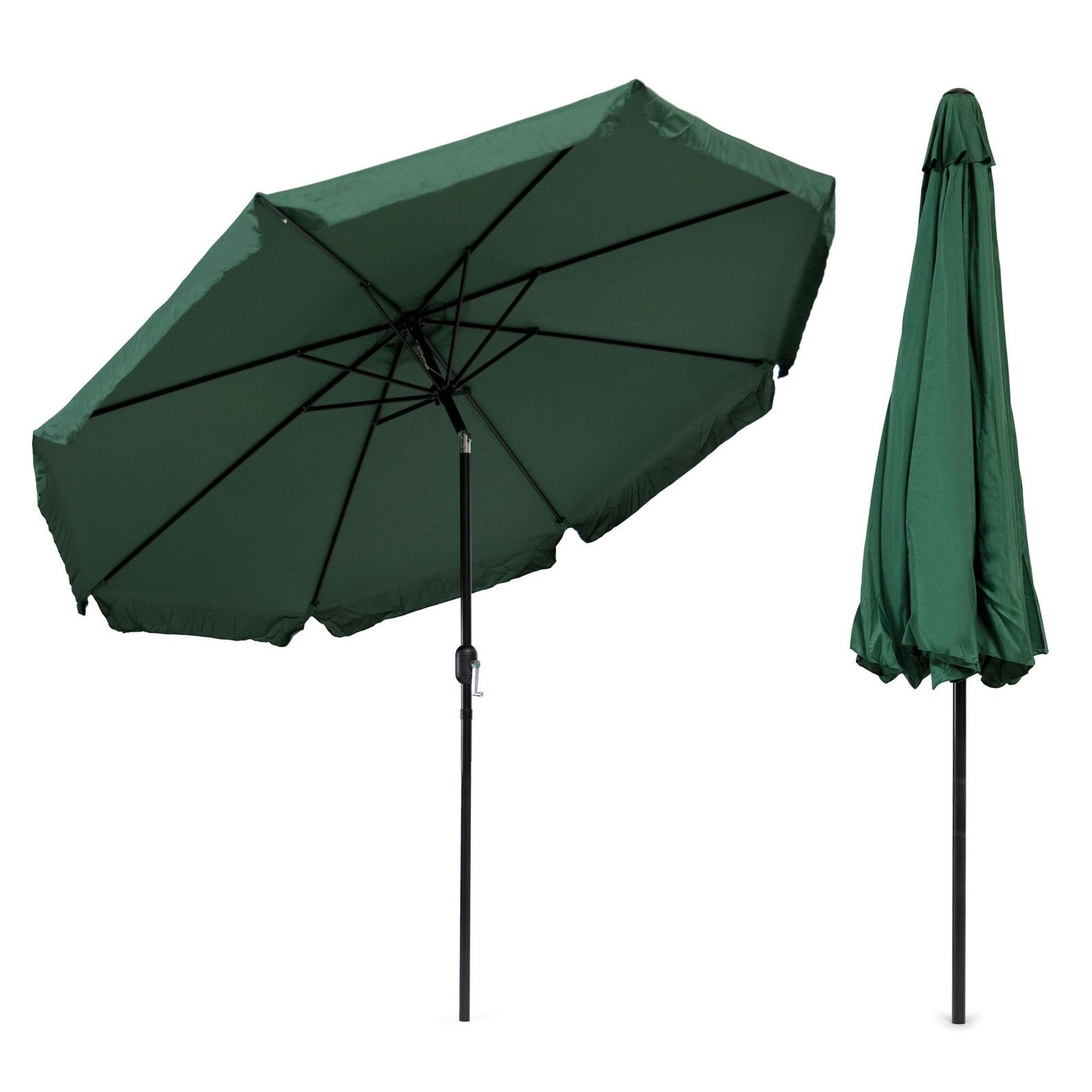 Parasol 3mtr doorsnee/groen/waterdicht, Ophalen, Kantelbaar, Overige typen, Zo goed als nieuw