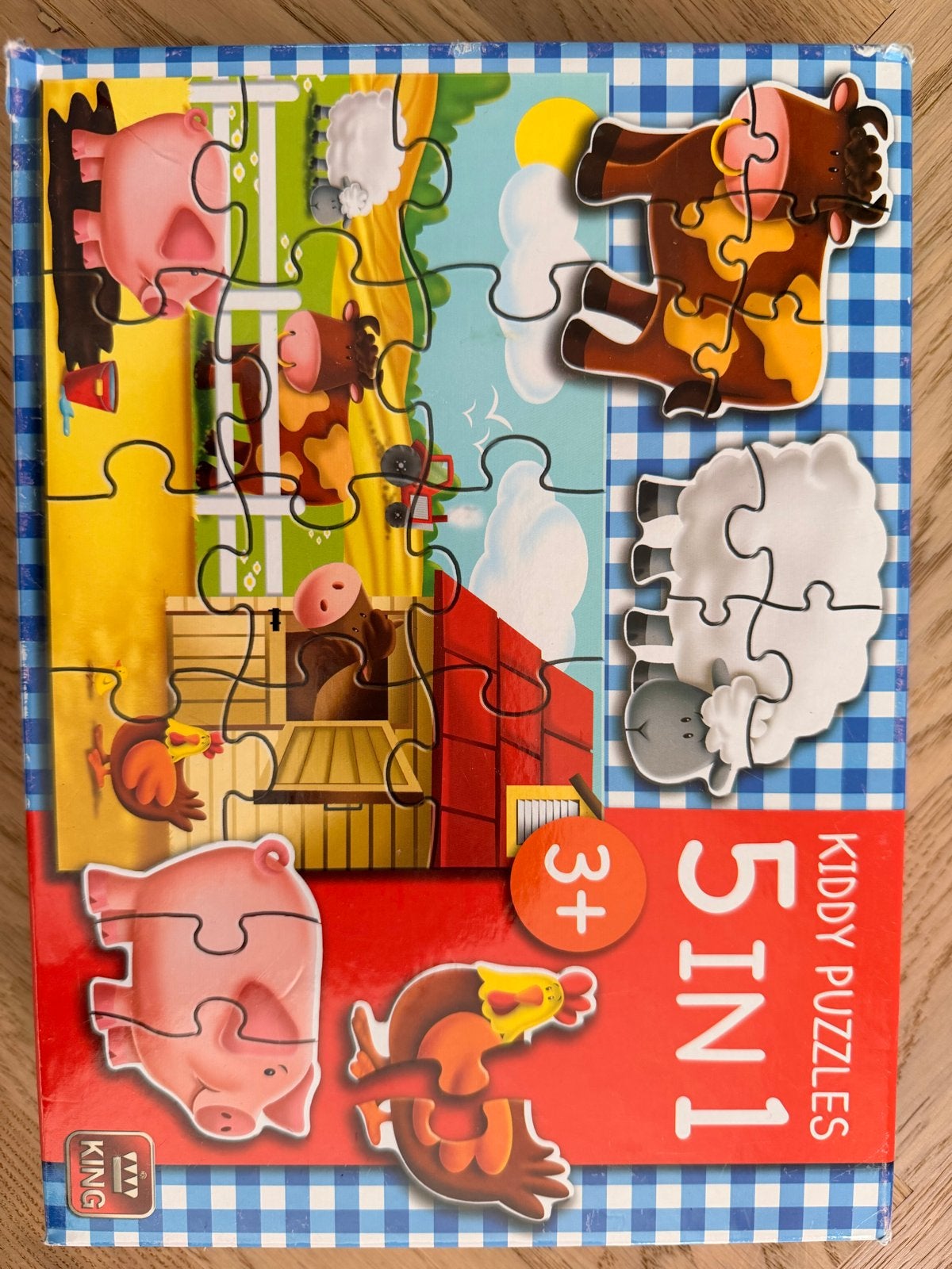 Kiddy Puzzles 5-in-1 Boerderijdieren Puzzel, Ophalen of Verzenden, Minder dan 10 stukjes, Gebruikt, 2 tot 4 jaar