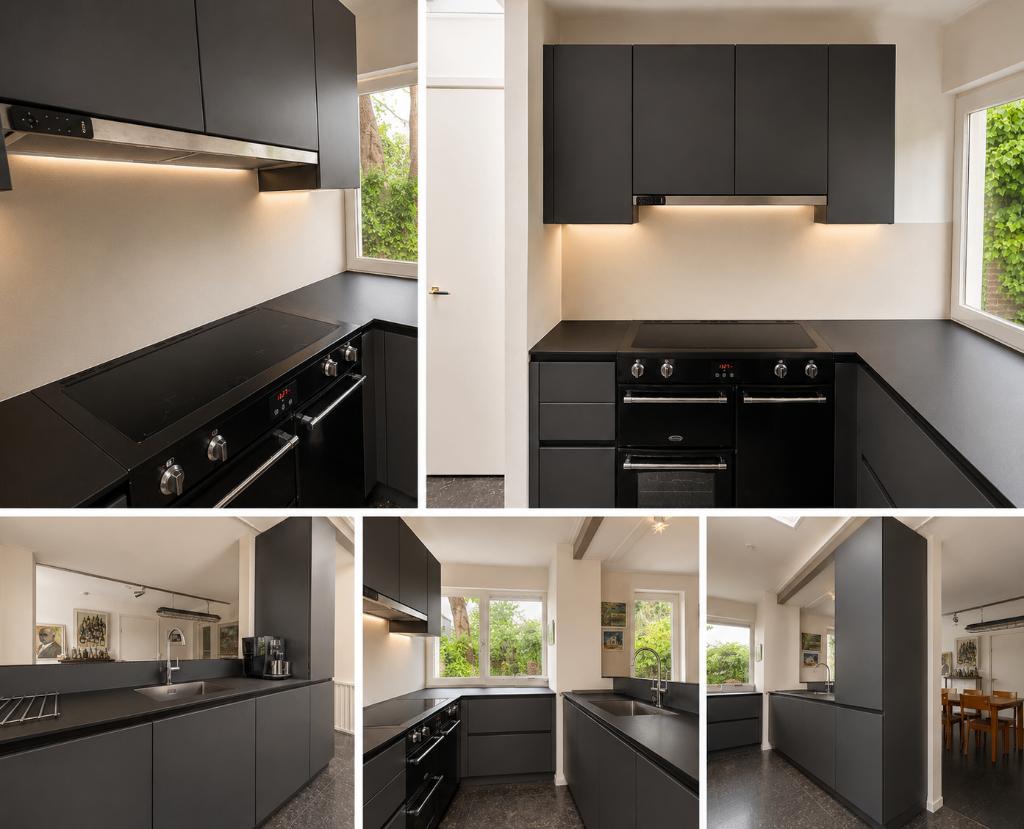 Moderne keuken met Belling Kensington 90EI inductiefornuis., Ophalen, Gebruikt, Overige materialen, Hoekkeuken