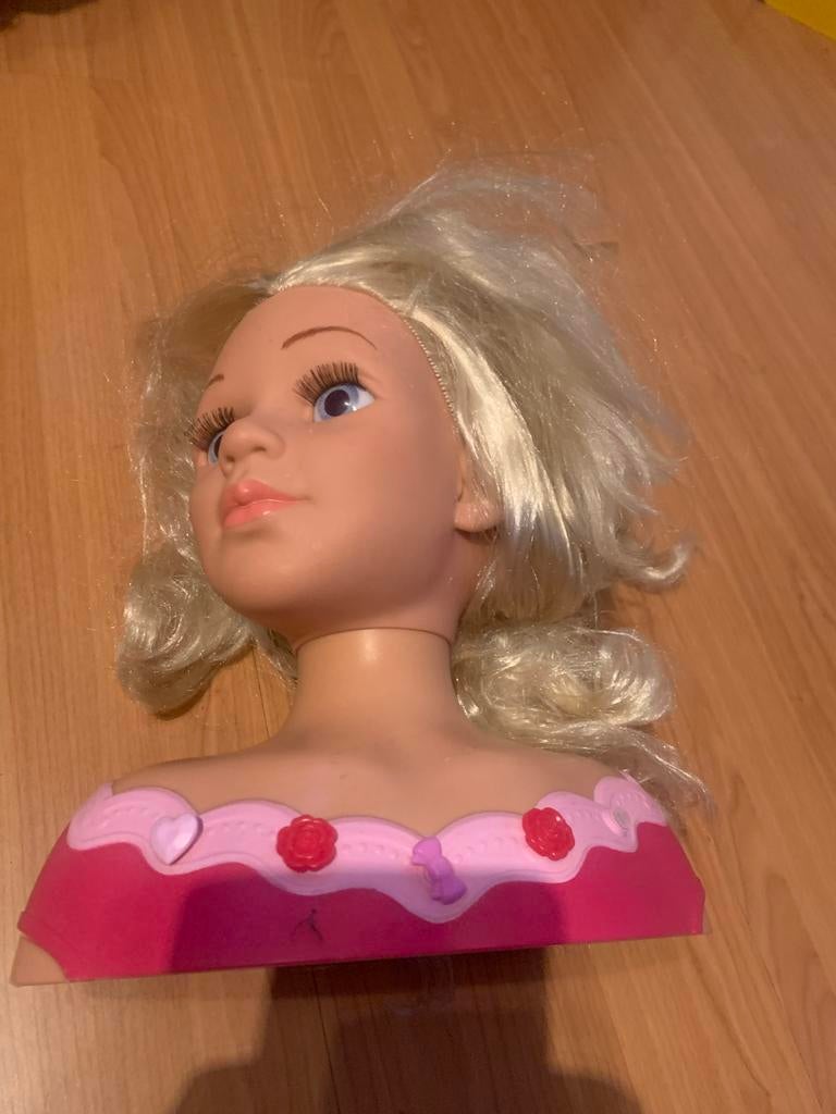 Groot kappershoofd pop met blond haar, Ophalen of Verzenden, Gebruikt, Overige typen